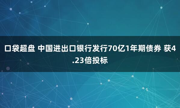 口袋超盘 中国进出口银行发行70亿1年期债券 获4.23倍投标